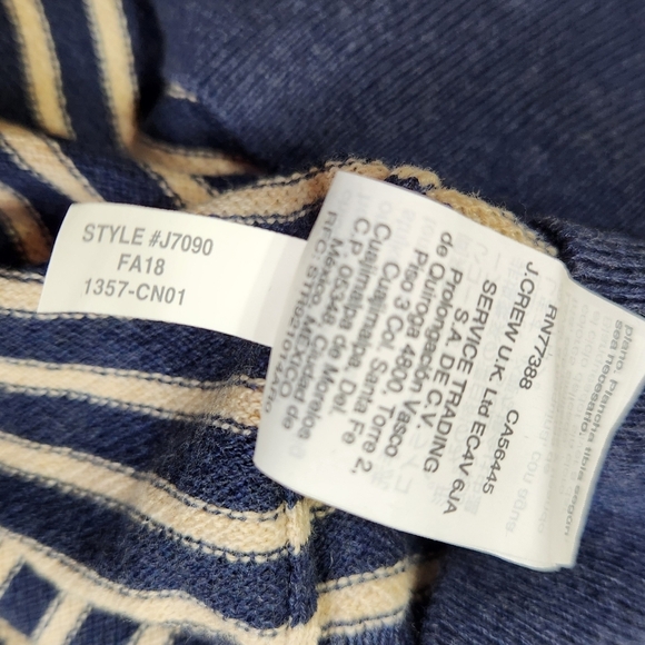 J.Crew Mercantile Mens Pique Striped Crewneck Sweater 100% Cotton Blue/Cream LG - Picture 11 of 11